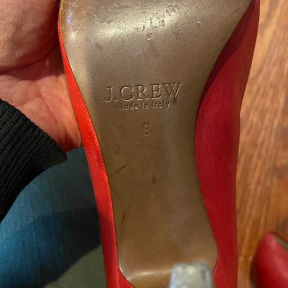 JCrew Red Leather High Heels Shoes Womens 8 - Picture 5 of 5